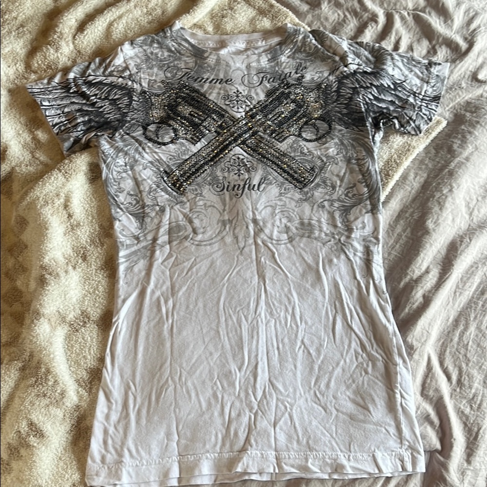 Sinful tee with bling